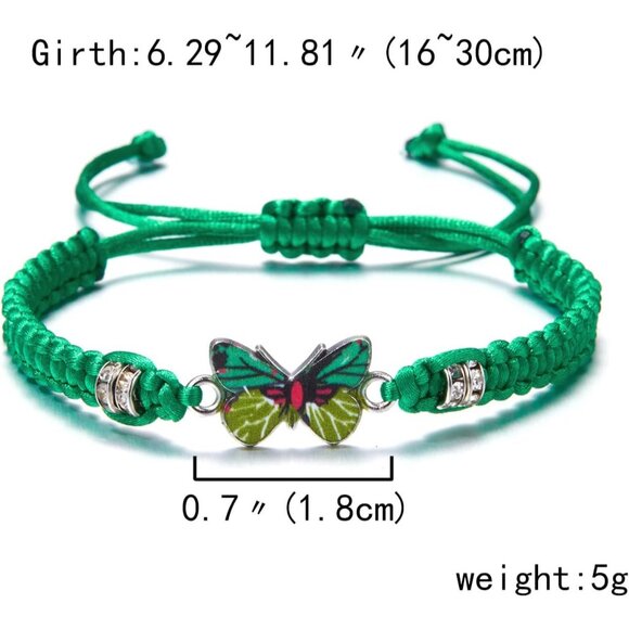 Inspirational Green Butterfly Bracelet, Adjustable for Perfect Fit, Gift for Her - Picture 4 of 7